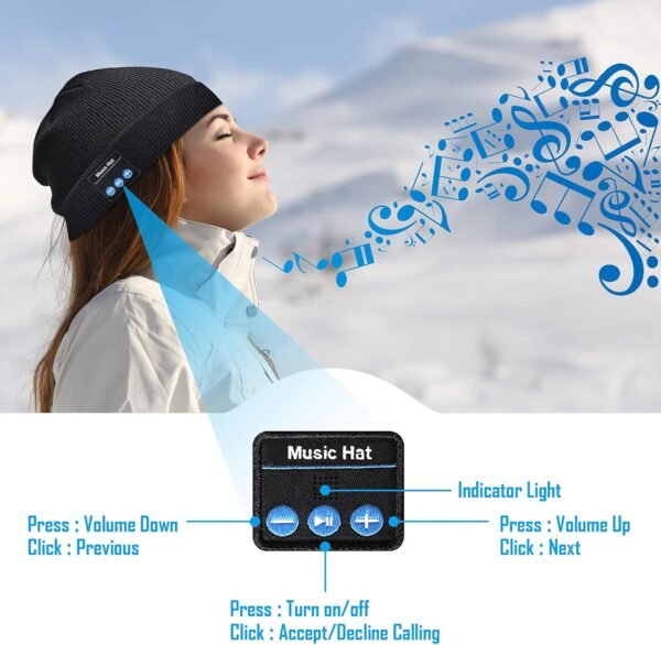 Gifts for Men, Stocking Stuffers for Adults Men LED Bluetooth Beanie Hat, Dad Mens Gifts for Christmas, Unique Gifts for Dad Him Husband Grandpa, Gifts for Men Who Have Everything Cool Gadgets for Men - Image 6