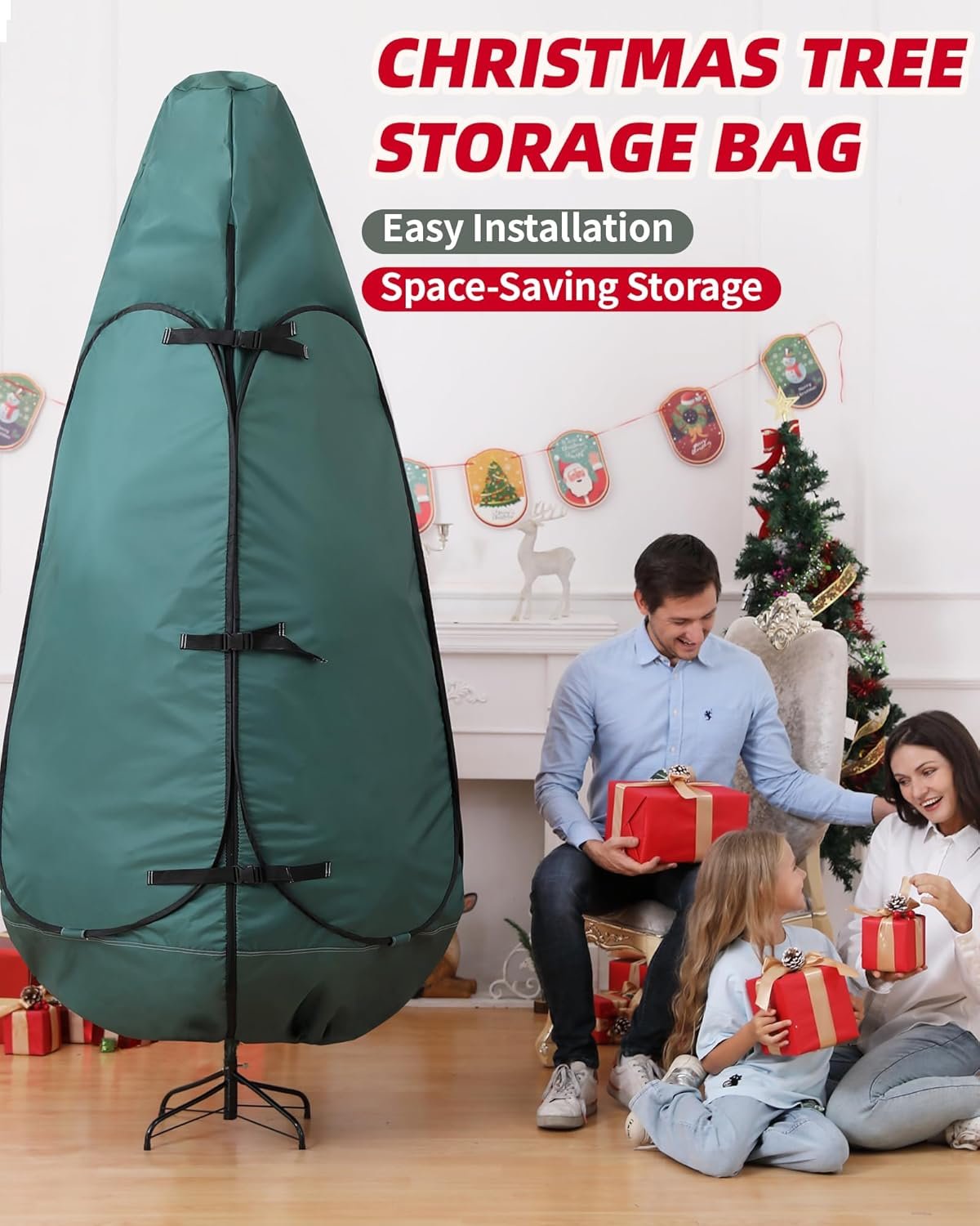 Upright Christmas Tree Storage Bag 7.5 Ft, Christmas Tree Storage Bag 7 Foot Tree,Christmas Tree Bag 6ft,Xmas Tree Storage Bag,Christmas Tree Container Storage,Christmas Tree Storage Box,Xmas Tree Bag - Image 3