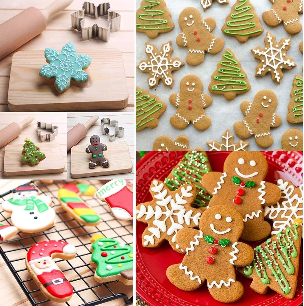 Christmas Cookie Cutter Set - 5 Piece Holiday Cookies Molds - Snowman, Christmas Tree, Gingerbread Man, Candy Cane, Snowflake - Image 6