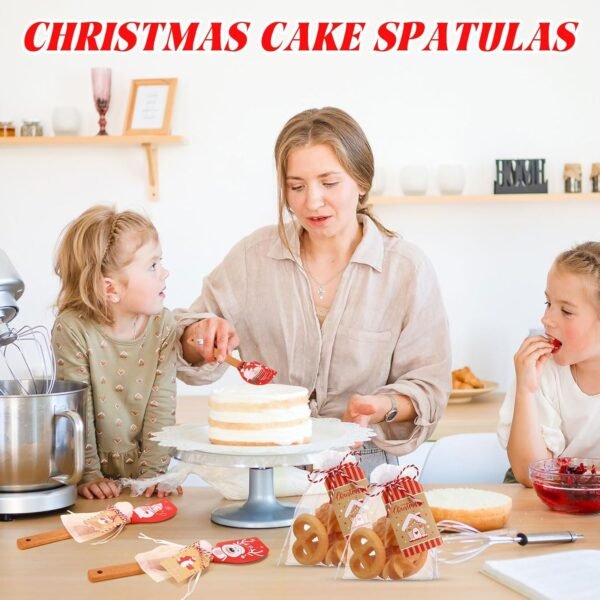 24 Sets Christmas Silicone Spatula Gift Xmas Cake Spatula Xmas Baking Cooking Gifts Heat Resistant Scraper with Twines, White Sheer Bags and Greeting Cards for Kitchen Mixing Cooking Baking - Image 6