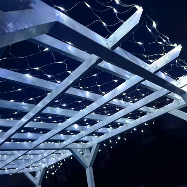 WATERGLIDE Outdoor Christmas Net Lights, 12FT x 5FT 360 LED Mesh String Light with 8 Lighting Modes, Connectable Waterproof Lights for Garden Tree Bushes, Holiday Wedding Party Decorations, White - Image 6