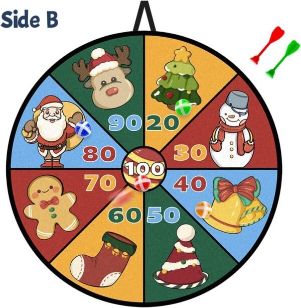 29" Large Christmas Dart Board for Kids, Christmas Board Game Toy with 16 Sticky Balls, 8 Velcro Darts Christmas Toys, Christmas Party Favors, Stocking Stuffers for Kids - Image 4