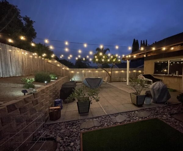 Outdoor String Lights Waterproof, 25 Feet Patio Lights with 13 ST38 Edison Bulbs(1 Sqare), Outside Hanging Decorative Lights for Porch, Blacony, Backyard, Bistro, Garden, 2700K - Image 10