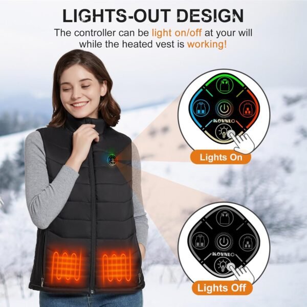 KOVNLO Womens Heated Vest, 4 in 1 Smart Controller, Lights-out Design, Lightweight Heating Vest (Battery Pack Not Included) - Image 4