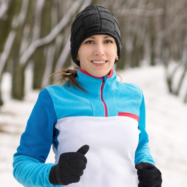 Honoson Bluetooth Beanie Set Includes 2 Pieces Bluetooth Beanie Hat Wireless Bluetooth Winter Hats 2 Pairs Winter Touchscreen Gloves Knit Stretch Gloves for Christmas Birthday Gifts for Men Women - Image 8