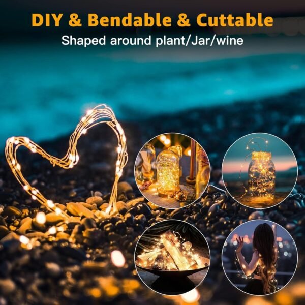 6 Pack Fairy Lights Battery Operated 7ft 20 LED Mini String Lights Twinkle Lights Silver Wire Firefly Starry Lights for Mason Jars Wedding Party Christmas Centerpiece Table Decorations, Warm White - Image 7