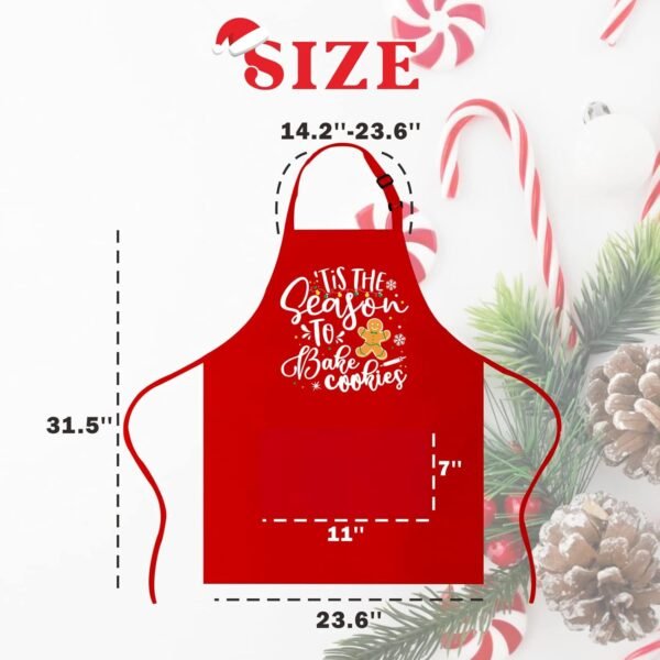 Funny Christmas Baking Apron for Women Men Adjustable Kitchen Cooking Aprons with 2 Pockets - Cute Christmas Aprons Gift for Bakers Mom Wife Husband Sister - Tis The Season to Bake Cookies - Image 3