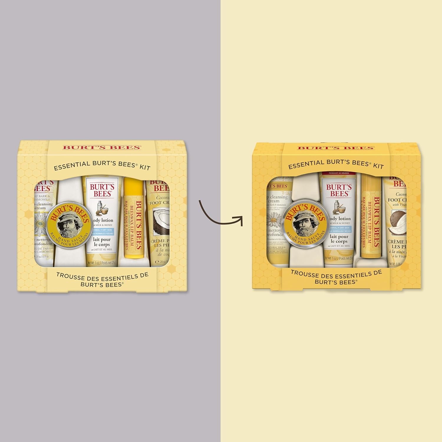 Burt's Bees Christmas Gifts, 5 Stocking Stuffers Products, Everyday Essentials Set - Original Beeswax Lip Balm, Deep Cleansing Cream, Hand Salve, Body Lotion & Coconut Foot Cream, Travel Size - Image 3