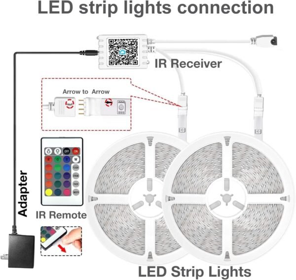 DAYBETTER LED Strip Lights 130ft Lights Strip for Bedroom, Desk, Indoor Room Bedroom Brithday Gifts RGB Decor with Remote and 24V Power Supply - Image 7
