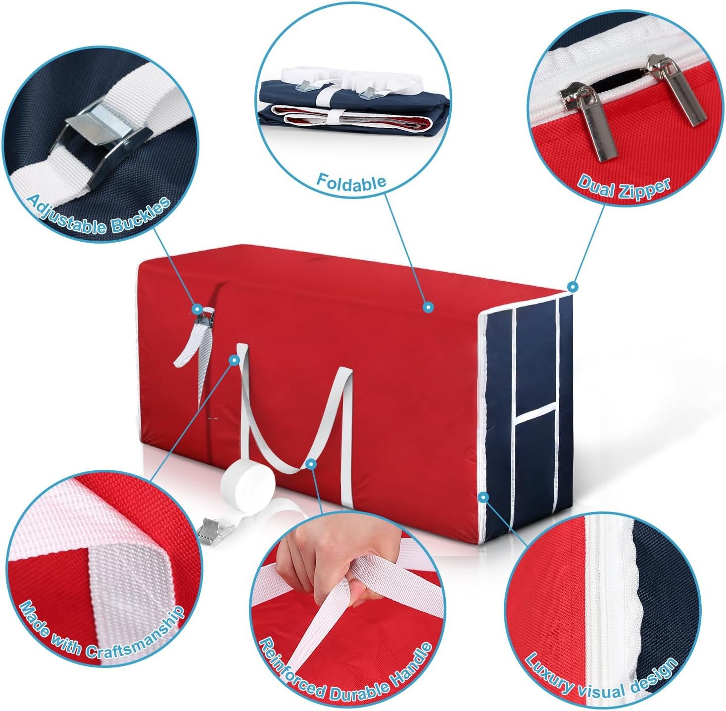 Storage Bags, Christmas Tree Storage Bag, Fits Up to 9 Ft Xmas Disassembled Trees, 600D Oxford Fabric Material to Protect Against Dust, Moisture Reinforced Handle and Dual Zippers Wide Opening - Image 4