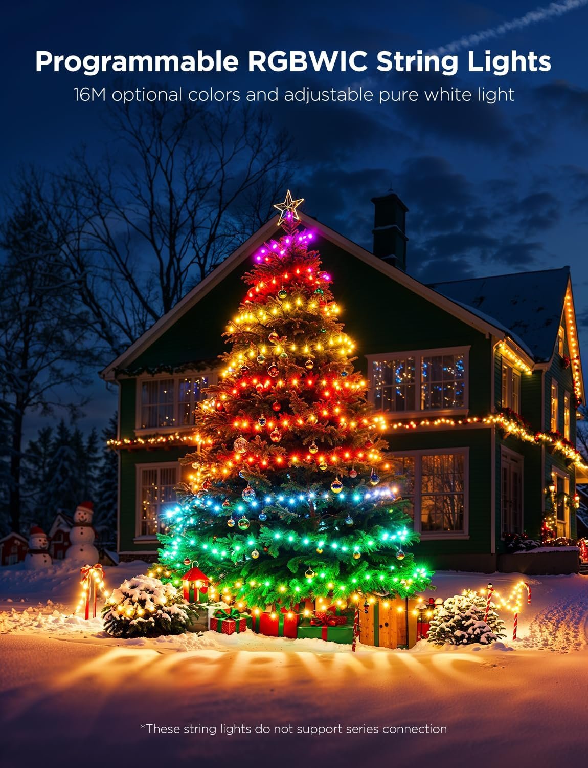 Govee Christmas Lights 2, RGBWIC 99FT 300LEDs Christmas Tree Lights with Shape Mapping Function, Smart Holiday String Lights for Christmas Decor, 130+ Preset Scenes, Voice and APP Control, Green Wire - Image 3