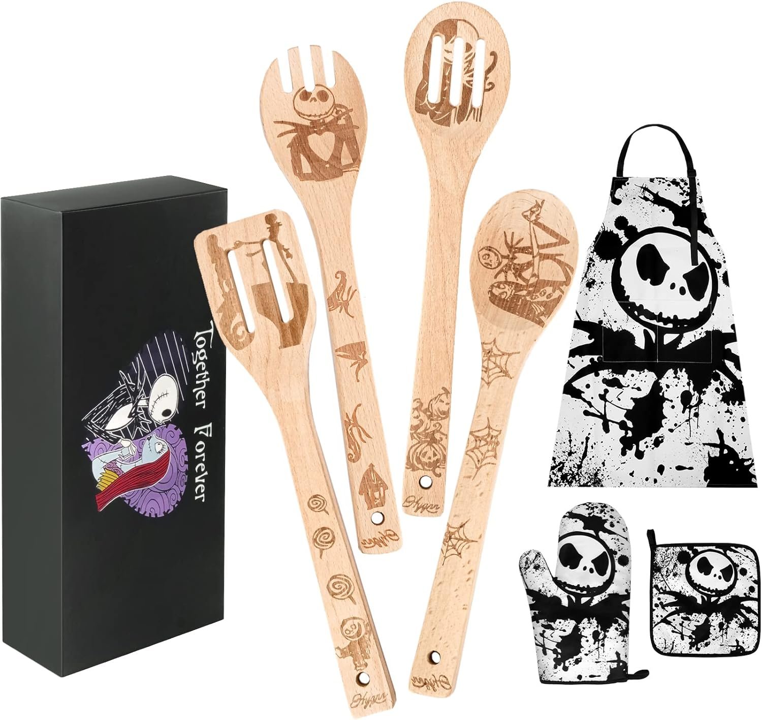 Christmas Gift Kitchen Utensils Set Idea Utensil Wooden Spoons Set House Warming Wedding Present Spoon Set Kitchen Gift Set (The Nightmare Before Christmas) - Image 2