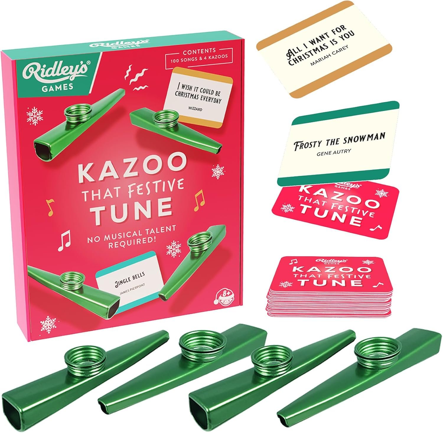 Ridley's Kazoo That Festive Tune | Holiday Game for The Family | No Musical Talent Required | Includes 4 Kazoos and 100 Festive Songs - Image 2