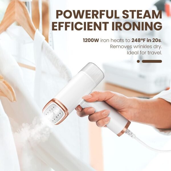 Portable Handheld Steam Garment Steamer Foldable: Effortless Wrinkle Clothes Steam Iron Removal 20-Second Fast Heat-up, 1200W, 120ml Water Tank for Home & Travel (120V Only, Not for Europe) - Image 3