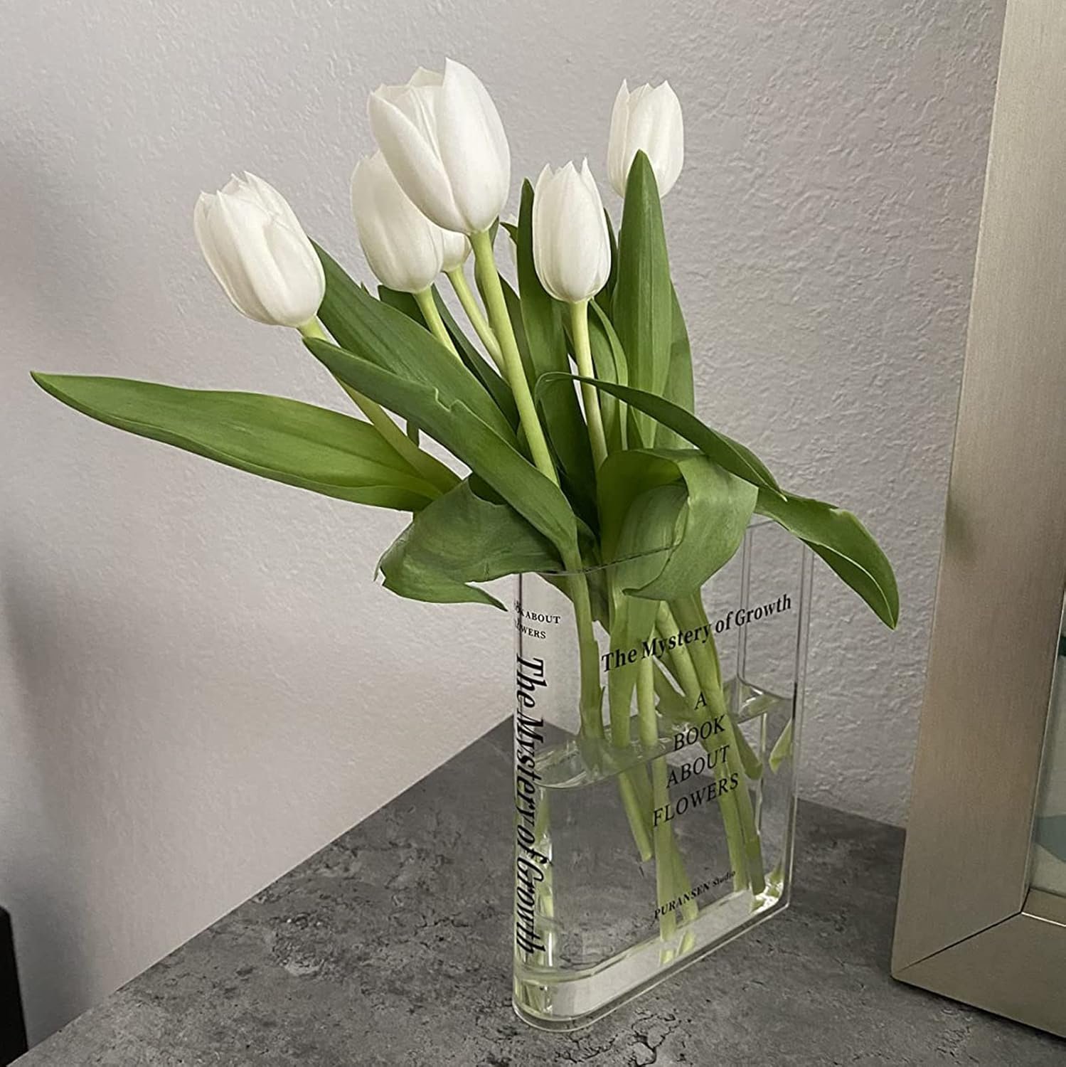Puransen Clear Book Flowers Vase - Cute Bookshelf Decor; Unique Vase for Book Lovers, Artistic and Cultural Flavor Acrylic Vases for Home Office Decor, A Book About Flowers (Clear - B) - Image 6