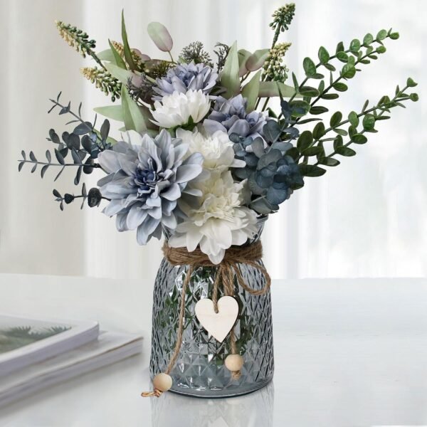 Leftover Faux Flowers in Vase,Artificial Flowers in Vase,Table Centerpieces for Dining Room,Flower Centerpieces for Tables,Fake Flowers with Vase,Kitchen Table Decor,Coffee Table Decor - Image 2