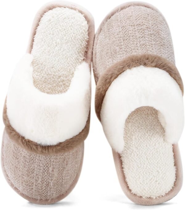 Cozy Slippers for Women Indoor and Outdoor Fuzzy House Shoes with Memory Foam Anti-Skid Sole Gifts for Women Mom Ladies - Image 2