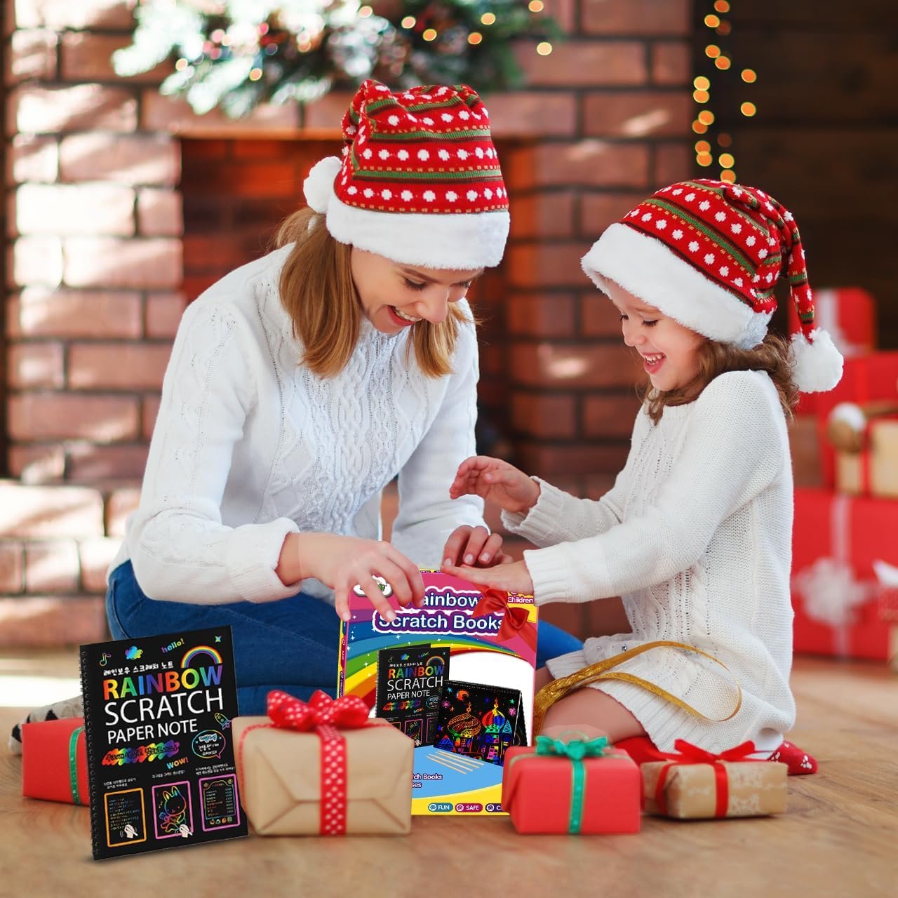 ZMLM Scratch Paper Art-Crafts Gift: 2 Pack Bulk Rainbow Magic Paper Supplies Toys for 3 4 5 6 7 8 9 10 Years Old Girls Kids Favors Gifts for Birthday Christmas Party Games Stocking Stuffers Kits - Image 4