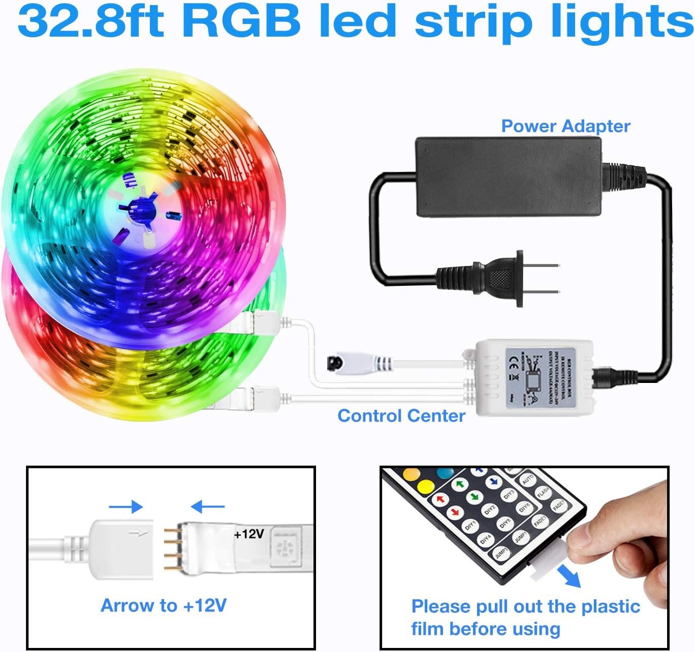DAYBETTER Led Strip Lights 32.8ft Kit with Remote and Power Supply Color Changing - Image 4