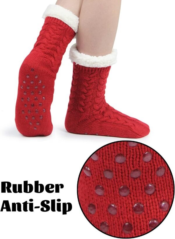 Slipper Socks for Women with Gripper - Winter Non Slip Thick Fuzzy Socks - Warm Cozy Christmas Gift - Image 6