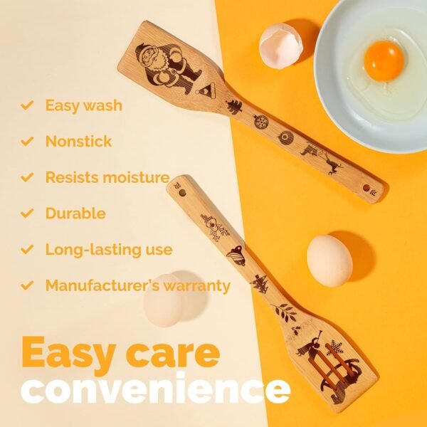 Riveira 6-Piece Wooden Spoons For Cooking & Serving - Christmas Gifts for Women who have everything - Christmas Kitchen Utensils - Christmas Gift for Mom - Christmas Cooking Utensils - Image 3