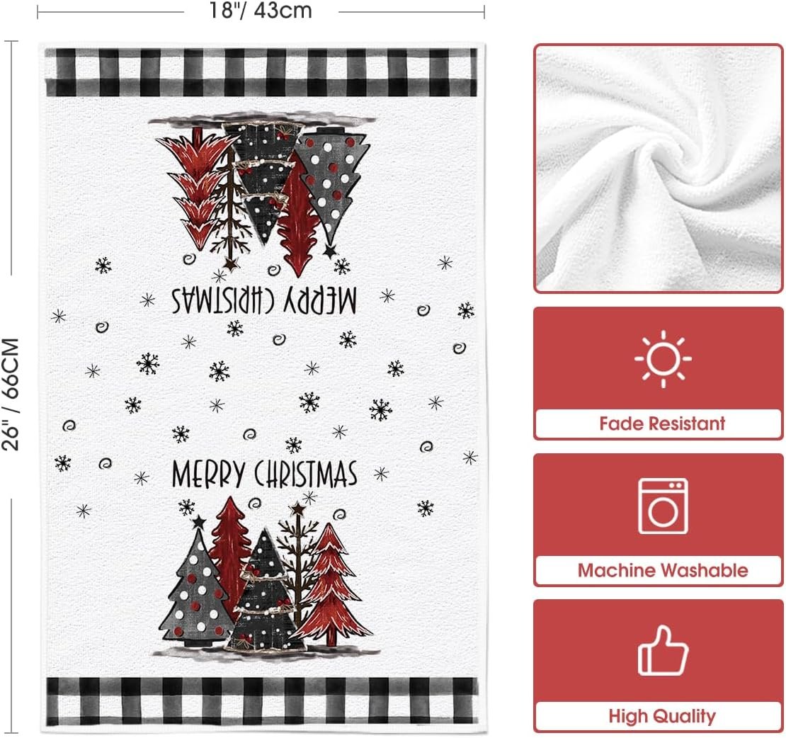 Artoid Mode Xmas Tree Gift Box Merry Christmas Kitchen Towels Dish Towels, 18x26 Inch Holiday Merry Bright Winter Decoration Hand Towels Set of 2 - Image 7