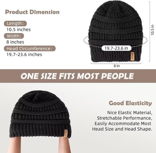 3 Pack Satin Lined Beanie for Women, Warm Slouchy Winter Hats with Silk Lined, Fashionable Oversized Cable Knit Hat Skull Cap - Image 3