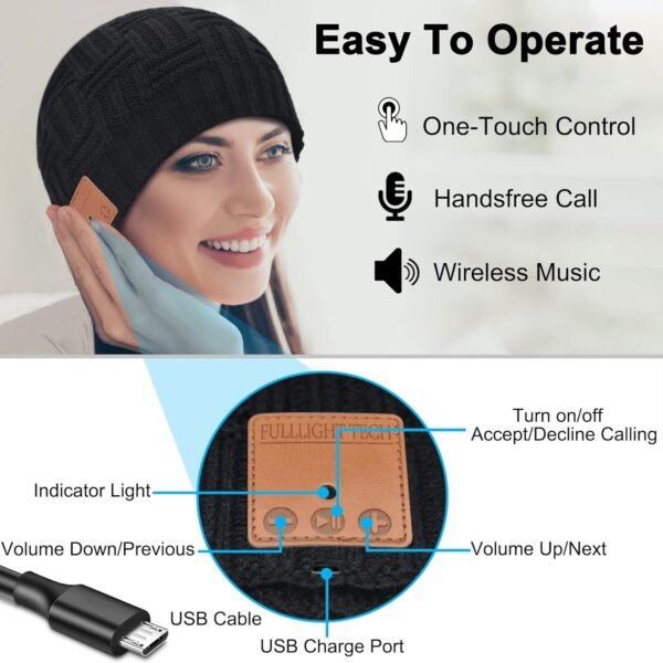 Bluetooth Beanie,Wireless Headphones Hat Unique Christmas Tech Gifts for Men Women Him Adults Teen Girls Boys Men's Visors - Image 7