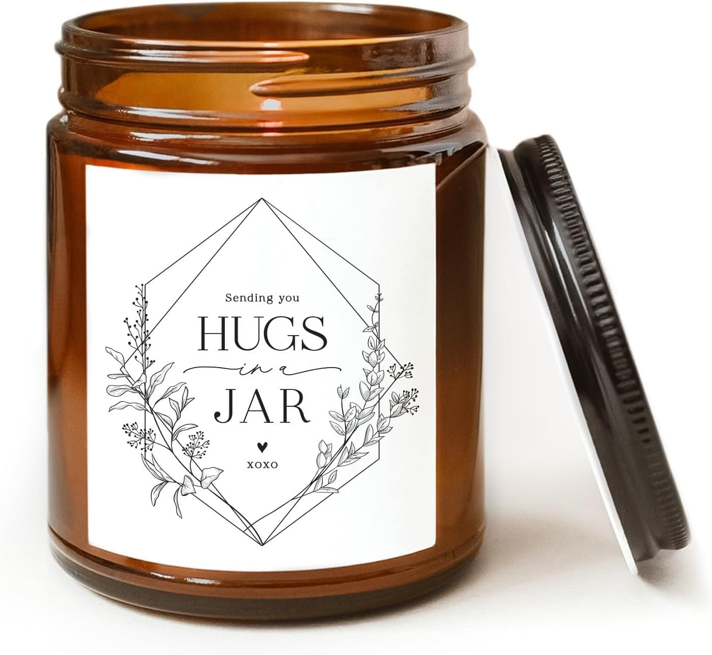 ThreeKin Warm Hugs Scented Candles for Home, Natural Soy Wax, Relaxing Aromatherapy Gifts, Essential Oils Scented, Long-Lasting Candle Burns for 75-Hours, Lemongrass Lavender Scent - Image 3