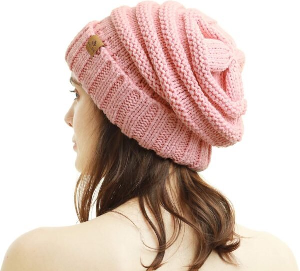 PAGE ONE Womens Winter Beanie Warm Cable Knit Hat Style Stretch Trendy Ribbed Chunky Cap - Image 3