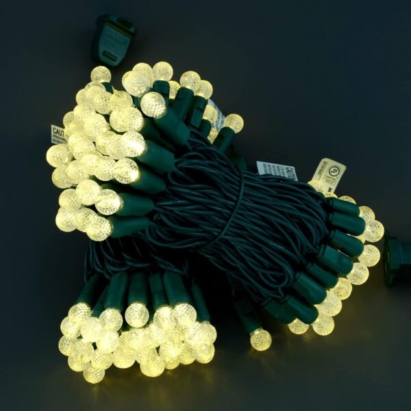 YULETIME Warm White One-Piece G12 LED Christmas Lights, Total 48 Feet 140 Count 2 Strands 24ft 70ct Waterproof Raspberry String Light (Warm White) - Image 4