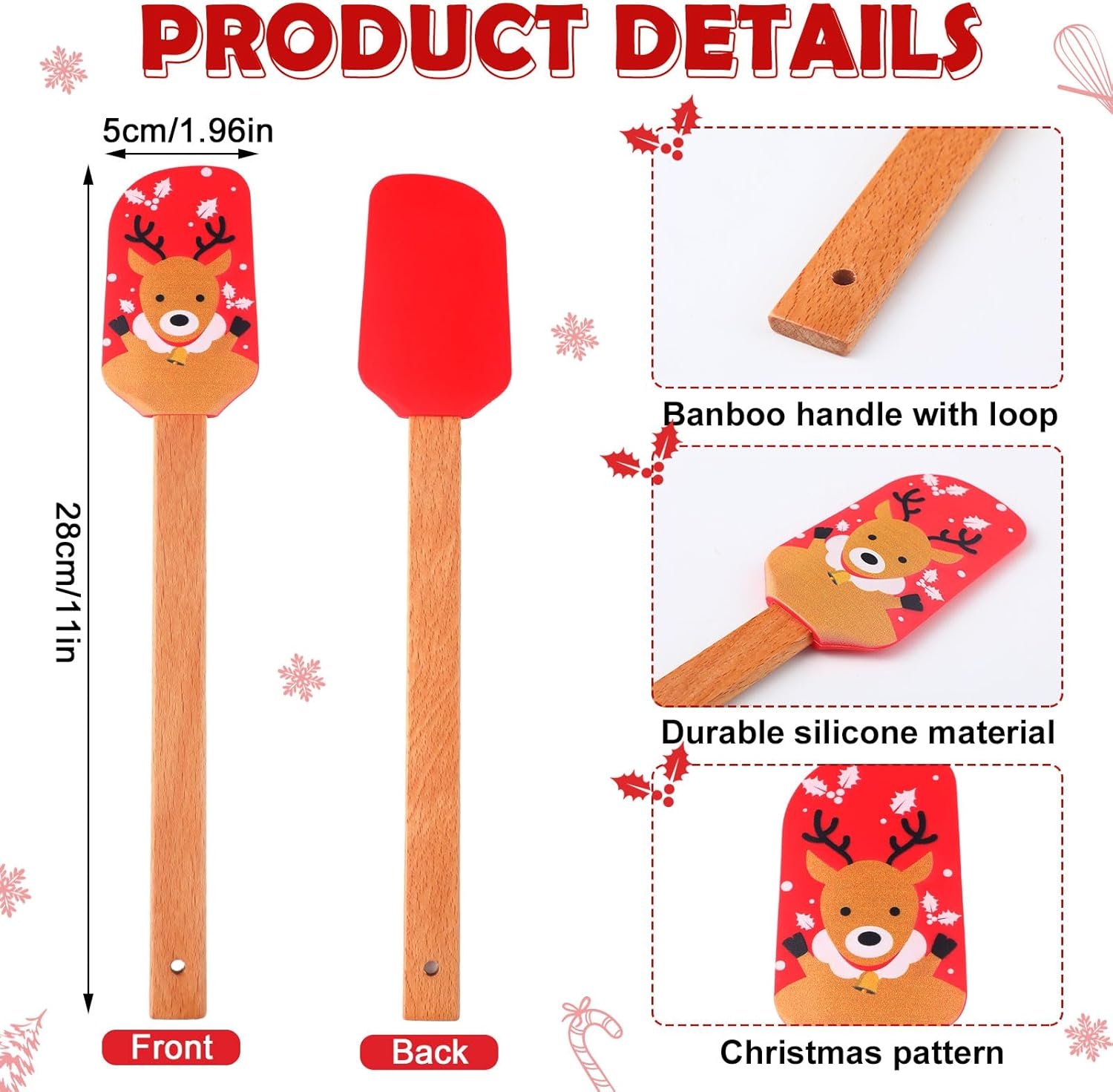 Yaomiao 12 Pcs Christmas Pot Holders with Silicone Spatula Set Silicone Spatula Set with Wooden Handles Pot Holders for Kitchen Christmas Kitchen Utensils Christmas Baking Gifts for Xmas (Cute) - Image 7