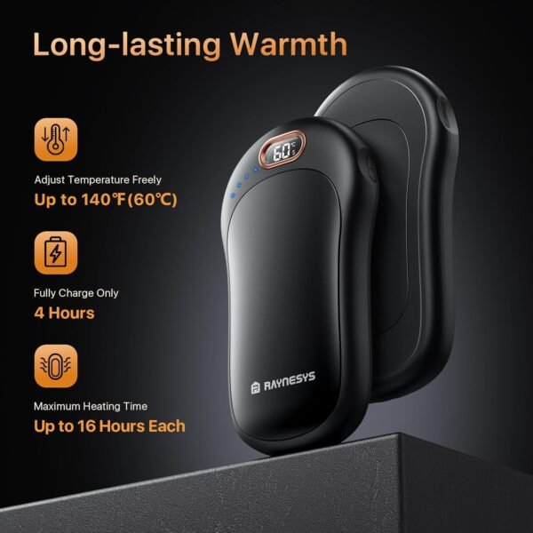 2 in 1 Magnetic Hand Warmers Rechargeable, 10000mAh Electric Hand Warmers 2 Pack, LED Display & Adjustable Heat Settings Portable Heater for Camping, Hiking, Traveling - Image 4