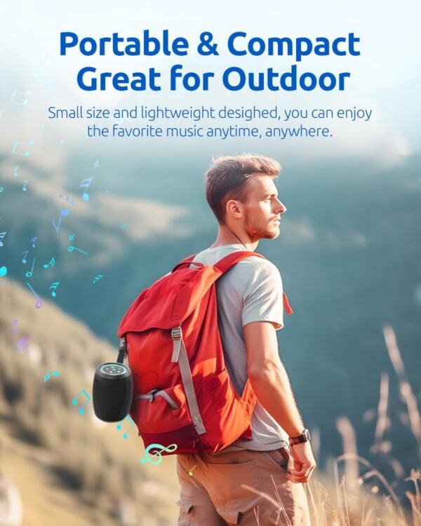 Bluetooth Speaker, Portable Wireless, Powerful Sound, with FM Radio/AUX Input, IPX5 Waterproof, TWS Pairing, for Outdoor Home Party, Birthday Gift - Image 4