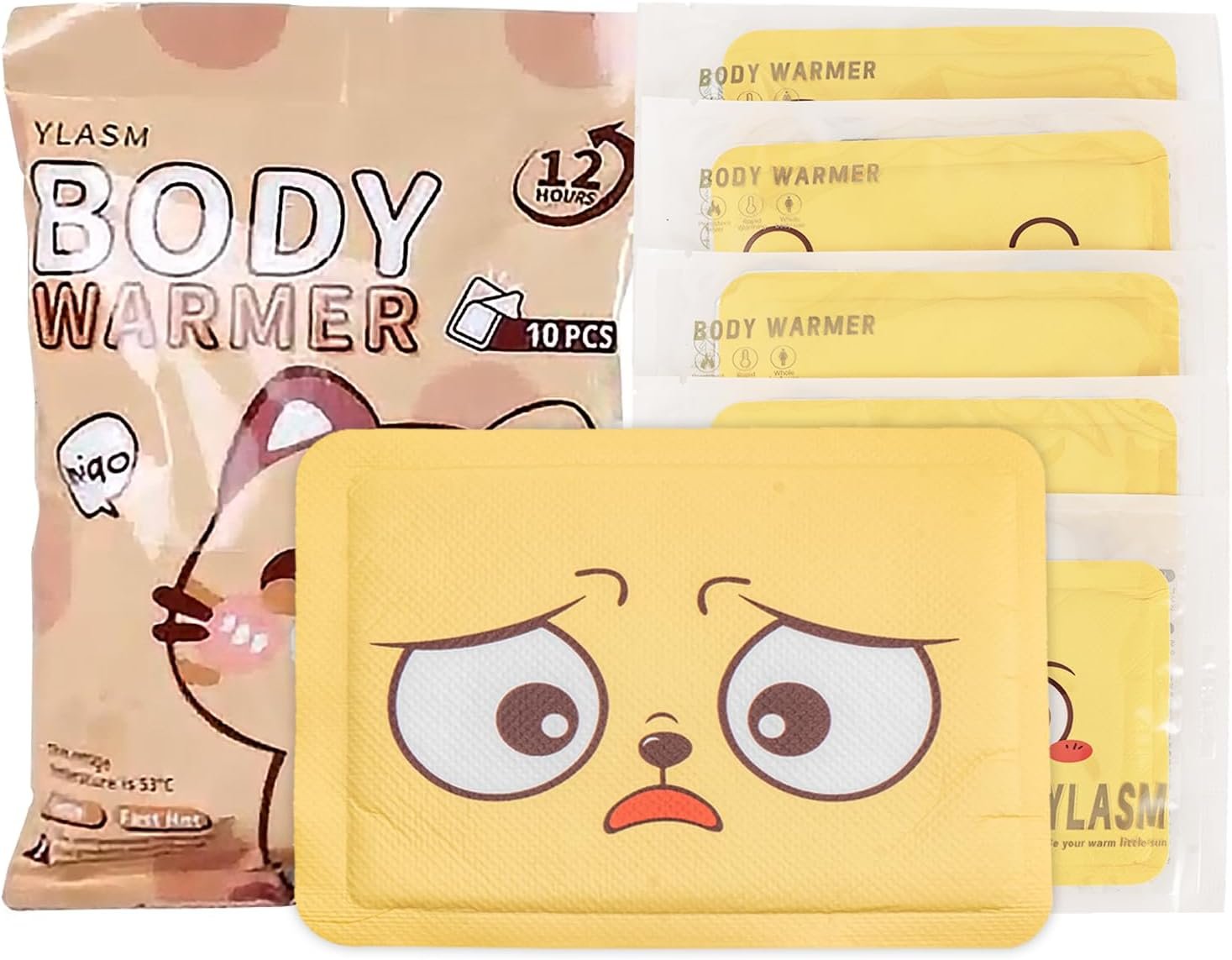 Body Warmers with Adhesive-Cute Emoji Face WarmersAir Activated-Odorless Hot Body Warmers-Up to 12 Hours of Heat-10 Individual Warmers - Image 2