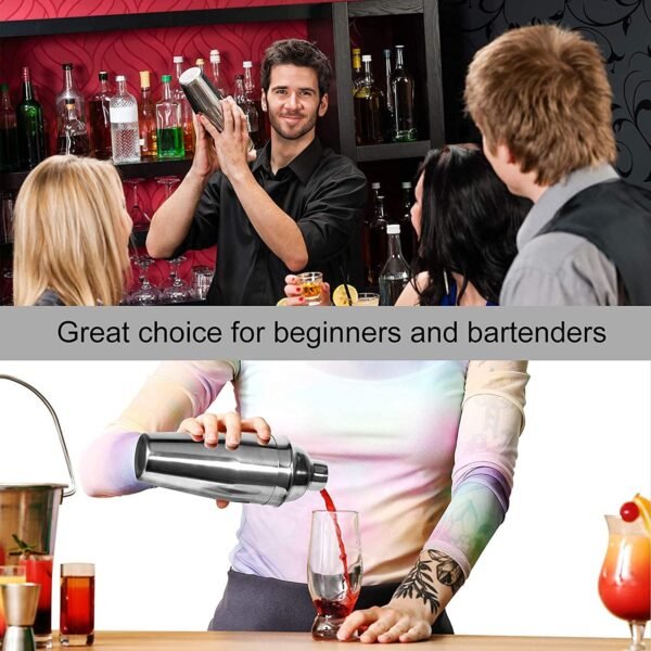 24oz Cocktail Shaker Bar Set - Professional Margarita Mixer Drink Shaker and Measuring Jigger & Mixing Spoon Set - Professional Stainless Steel Bar Tools Built-in Bartender Strainer for Martini Kit - Image 7