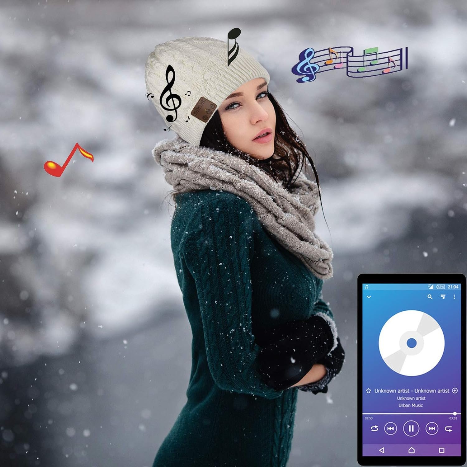 Wireless Beanie Hat Women Beanie Headphones V5.0 Wireless Beanie Headset Winter Cap Over Ear Music Handsfree Outdoor Sports Earphones with Mic Speaker Unisex Men Boys beanie hat - Image 3