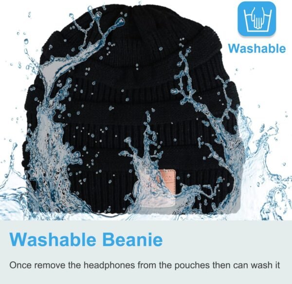 Rotibox Washable Bluetooth Beanie Hat with Wireless Stereo Over Ear Headphones Headsets Earphone Speaker Hands Free - Image 6