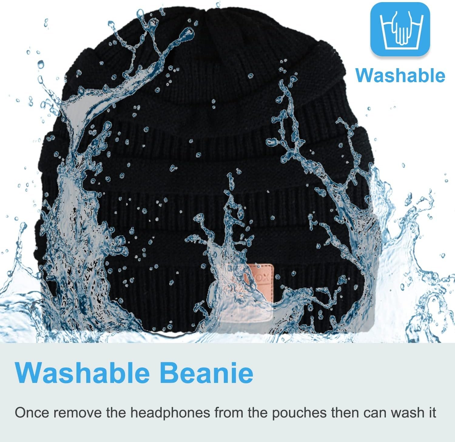 Rotibox Washable Bluetooth Beanie Hat with Wireless Stereo Over Ear Headphones Headsets Earphone Speaker Hands Free - Image 6