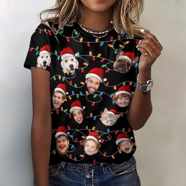 Custom Christmas Tshirts for Women Men Personalized Family Christmas Tshirts with Photo Face Funny Tshirts for Christmas - Image 3