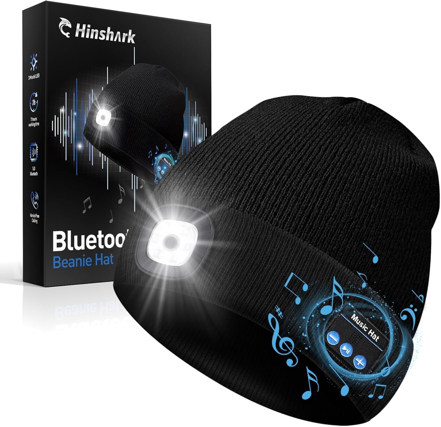 Gifts for Men, Stocking Stuffers for Adults Men LED Bluetooth Beanie Hat, Dad Mens Gifts for Christmas, Unique Gifts for Dad Him Husband Grandpa, Gifts for Men Who Have Everything Cool Gadgets for Men - Image 2