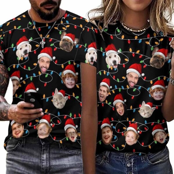 Custom Christmas Tshirts for Women Men Personalized Family Christmas Tshirts with Photo Face Funny Tshirts for Christmas - Image 2