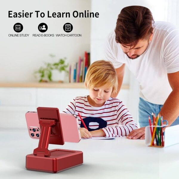 JTEMAN Portable Wireless Bluetooth Speakers with Phone Stand,Gifts for Women and Men,Birthday Christmas for Women Men,Kitchen Gadgets for Men,Compatible for iPhone/Samsung/Mini iPad - Red - Image 5