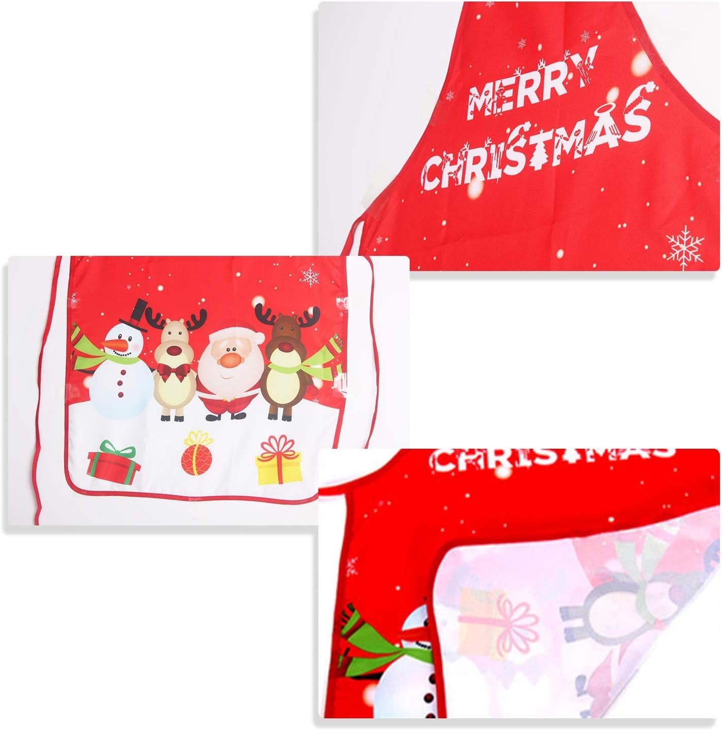2 Pack Chistmas Apron, Holiday Kitchen Apron Christmas Santa Claus/Elk/Snowman Style Decoration Apron for Christmas Dinner Party Cooking Baking Crafting House Cleaning Kitchen - Image 7