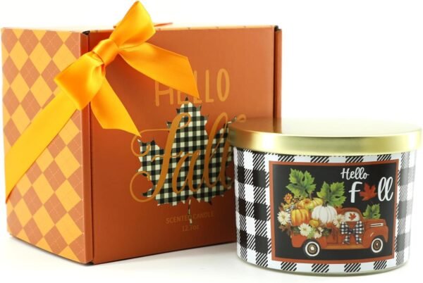 Fall Candles, Fall Decorations for Home - Fall Gifts for Women, Natural Soy Wax Sea Salt Caramel Scented Candles(12.7oz) - Image 2