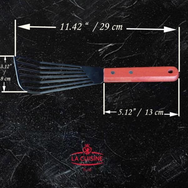 La Cuisine Fish Slotted Spatula Turner with Beveled Edged Stainless Steel, For Flipping Fish Egg Pancake Patties Fries. Blade 6.5", Size 11" - Image 8
