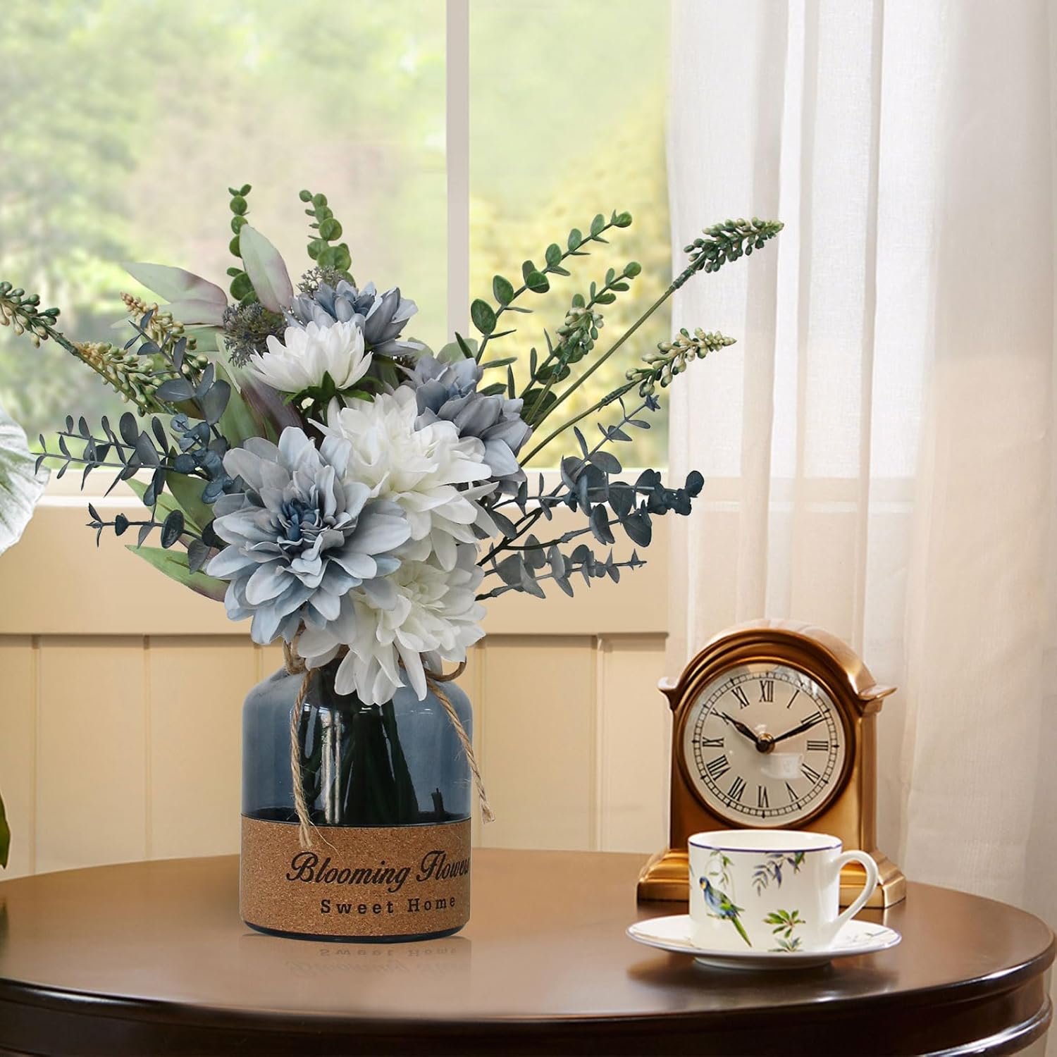 Leftover Faux Flowers in Vase,Artificial Flowers in Vase,Table Centerpieces for Dining Room,Flower Centerpieces for Tables,Fake Flowers with Vase,Kitchen Table Decor,Coffee Table Decor… - Image 4