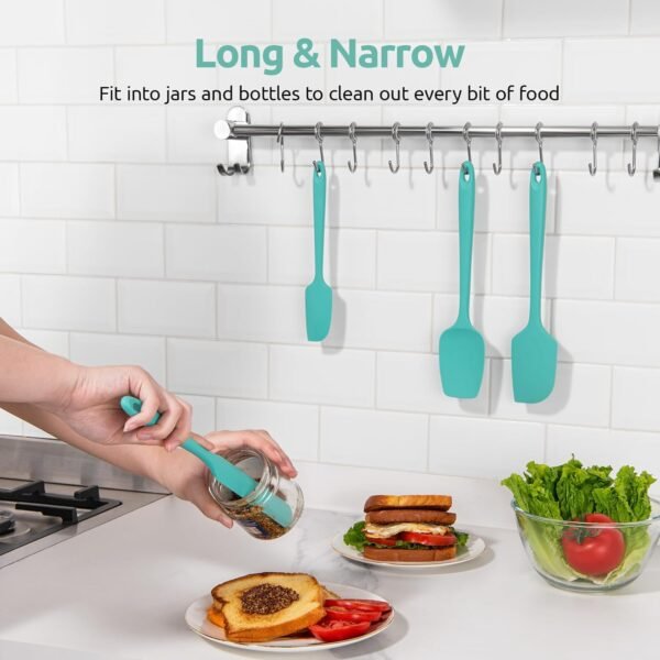 U-Taste Silicone Spatula Set with 600 Degrees Fahrenheit Heat Resistant (Teal/Aqua Sky) - Image 10