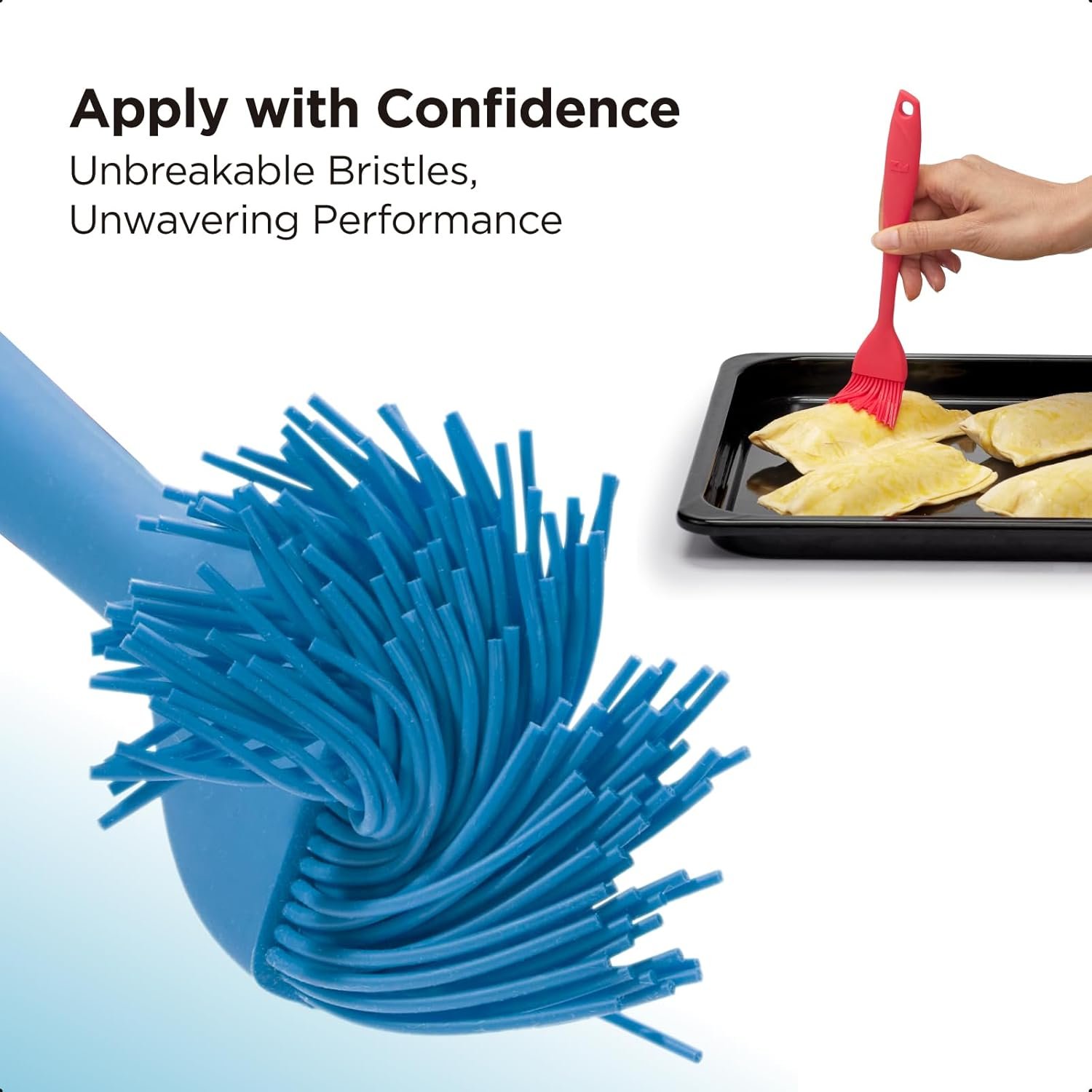 Kitchen Mama WaltzGrip Platinum Silicone Basting Pastry Brush: Set of 2 Heat-Resistant for Cooking, Baking, Pastries, Grilling, Spreading Oil, Butter, BBQ Sauce, Eggs. Dishwasher-Safe (Blue) - Image 6