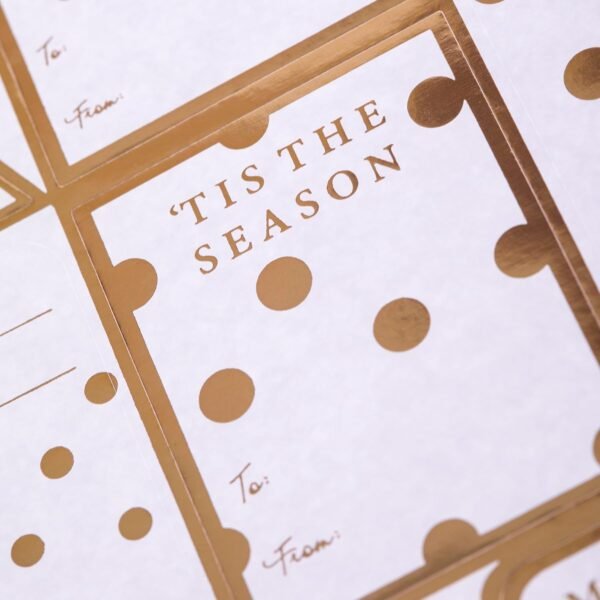 Graphique Shimmering White Gift Labels | 52 Self-Adhesive Christmas Stickers | 13 Designs with Gold Foil Accents | to and from Names | for Holiday Wrapping Paper & Gift Bags - Image 3